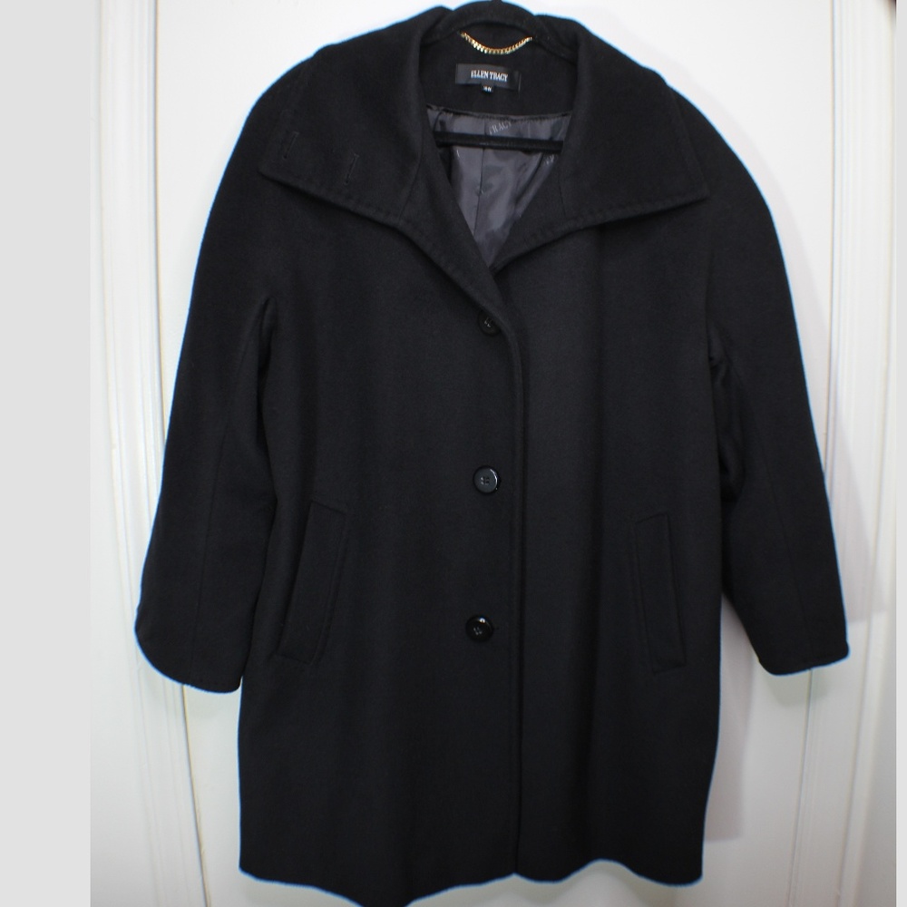 Ellen Tracy Black Wool Blend Coat  Sz 16W
